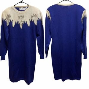 Betsy Lauren Vintage purple & cream sweater dress